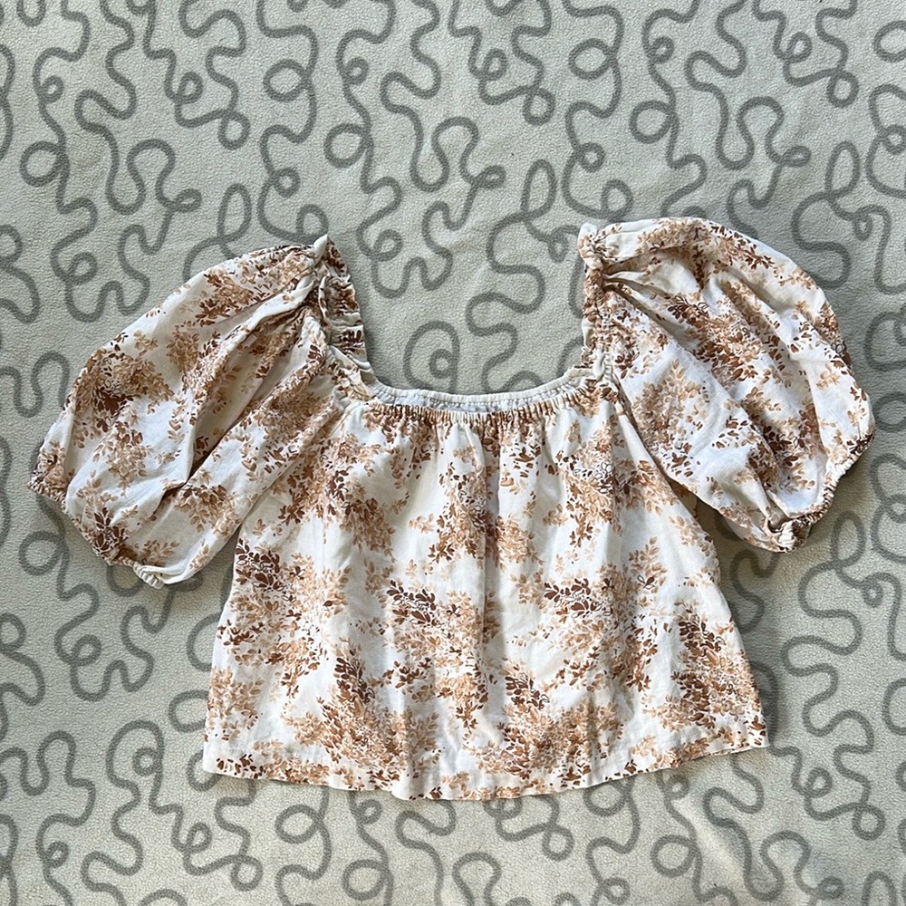 Abercrombie & Fitch Puff Sleeve Linen Top